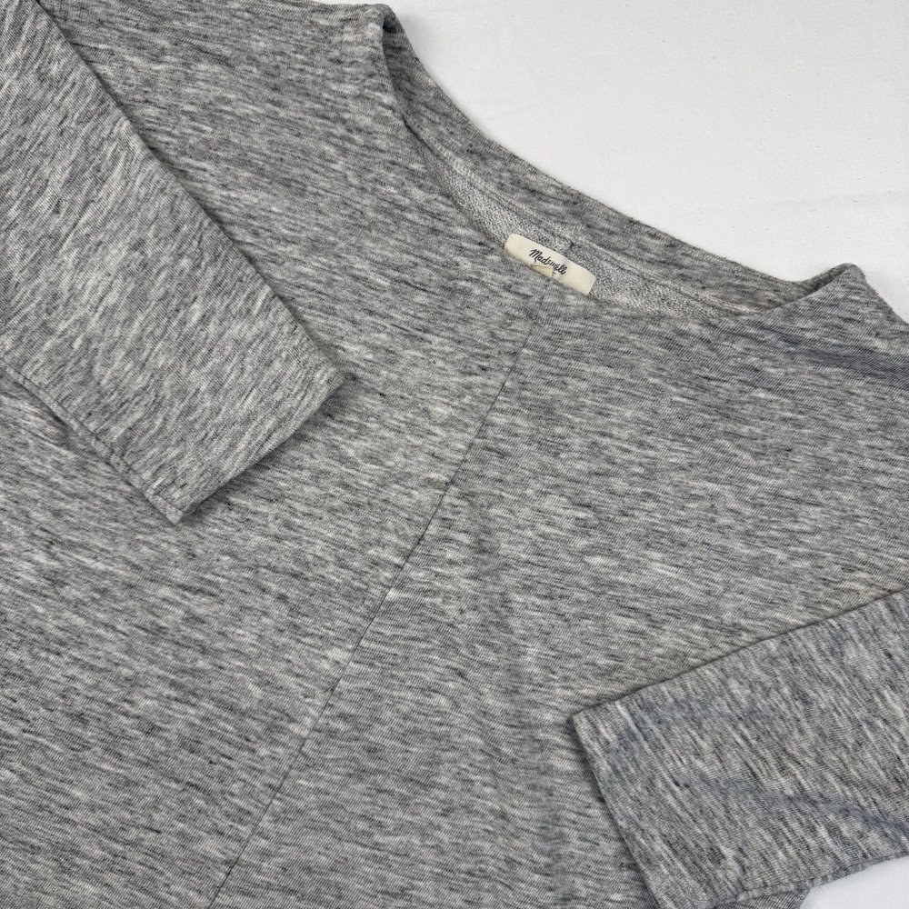 Madewell Women's Heathered Gray Pullover Sweater 3/4 Sleeve Lightweight Top XS‎